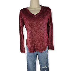 Ultra Flirt Burgundy V-Neck Top Medium Junior